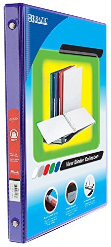 Bazic 1" Purple 3-Ring View Binder w/2-Pockets