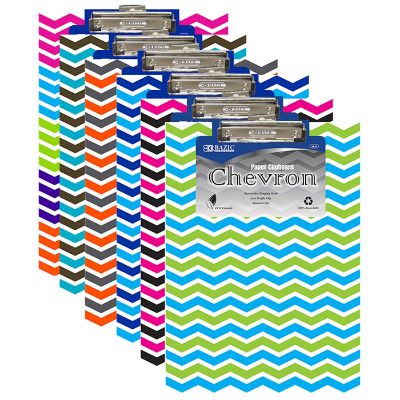 Bazic Letter Size Chevron Paperboard Clipboard w/ Low Profile Clip