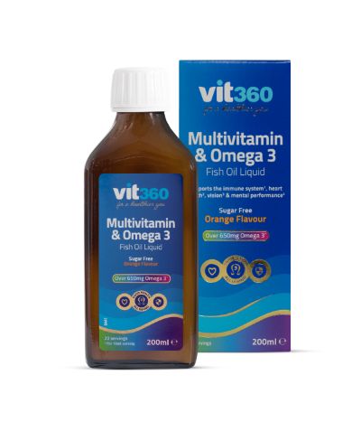 Vit360 Multivitamin & Omega 3 Fish Oil Liquid 200ml