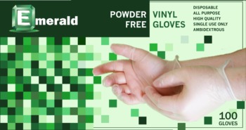 Emerald powder free vinyl gloves small 100s