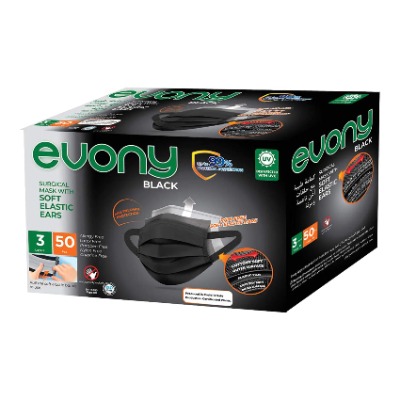 Evony Soft Ears Black 3ply 50's