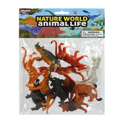 10 Pcs  Wild Animals in PVC bag