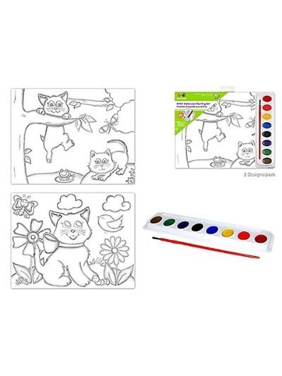 Watercolor Painting Set Kitten