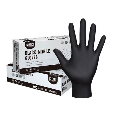 Cleace Disposable Nitrile Blend Gloves Black 100s Large